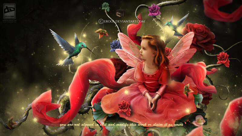 Fairy Girl with Wings — Red