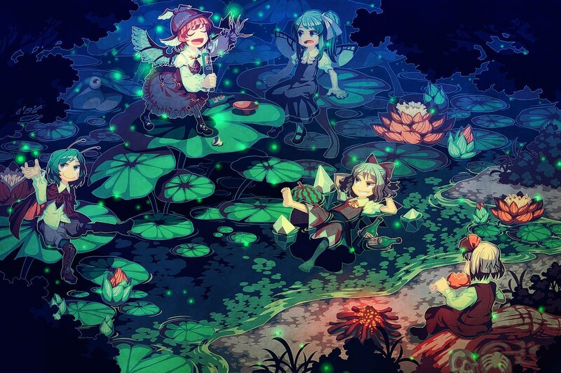 Fairy girls on a lily pond