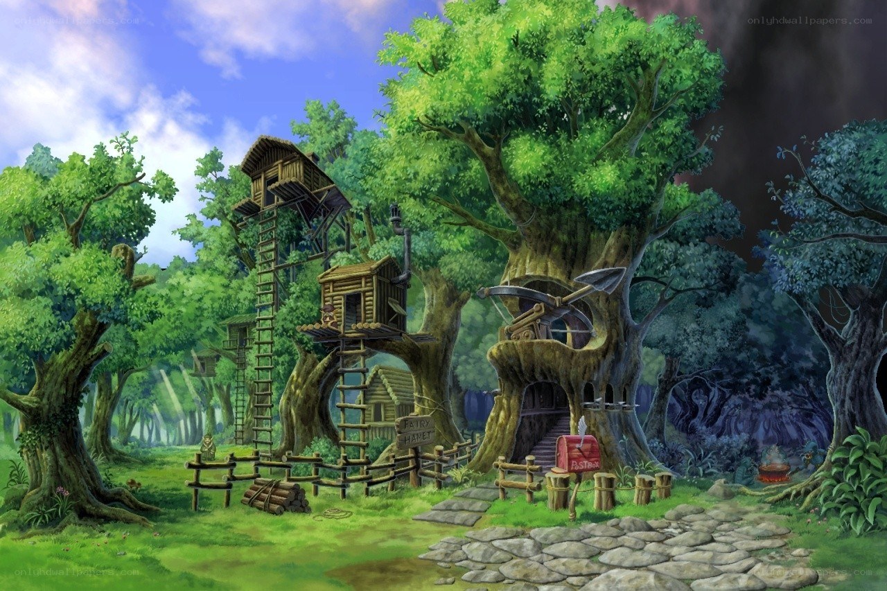 Fairy hamlet in a forest