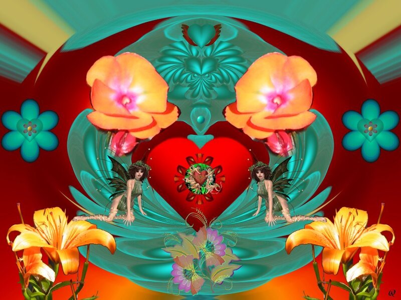 Fairy heart with flowers