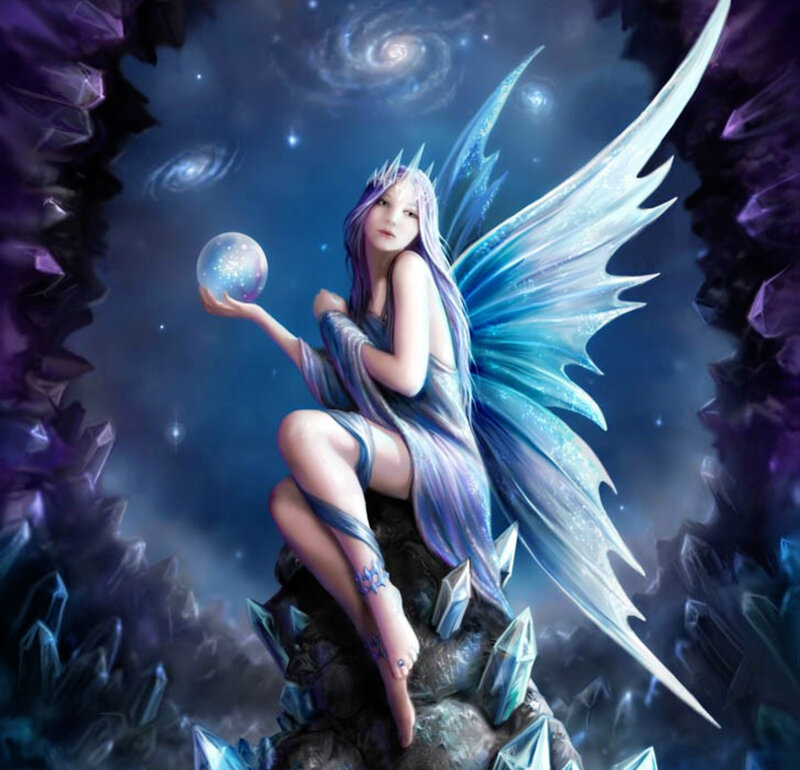 Fairy Holding Crystal Ball — Blue
