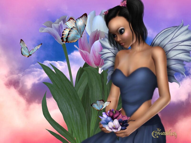 Fairy Holding Flowers