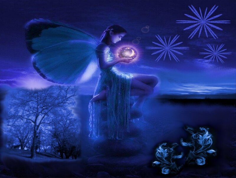 Fairy Holding Glowing Orb — Blue