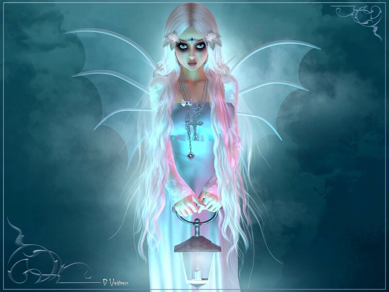 Fairy Holding Lantern — Blue