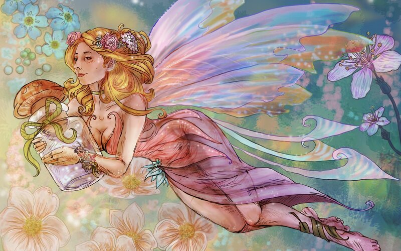 Fairy Holding Mushroom