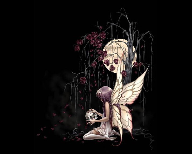 Fairy Holding Skull — Black