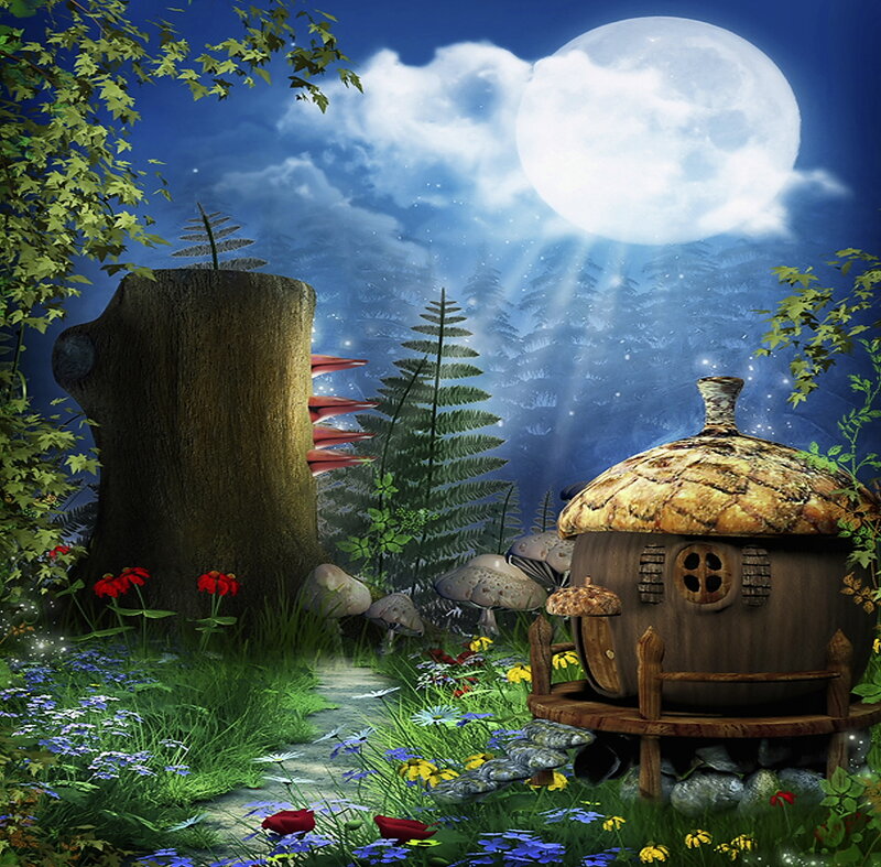 Fairy House in Forest — Blue