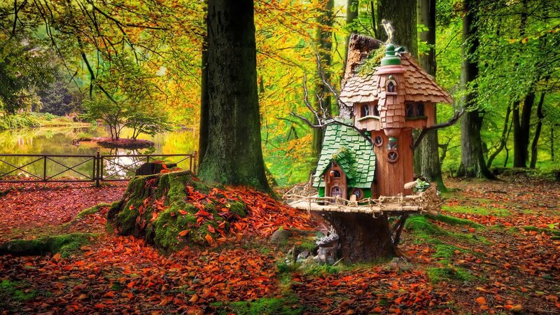 Fairy House in Forest — Green, Serene