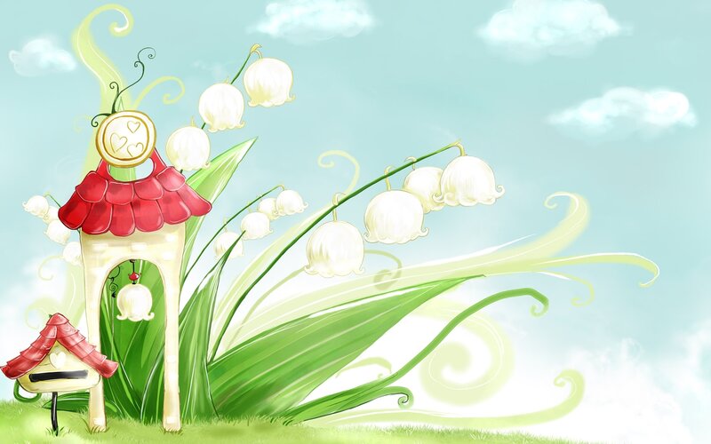Fairy House with Lilies — Green, Whimsical