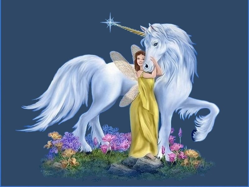 Fairy Hugging Unicorn — Blue