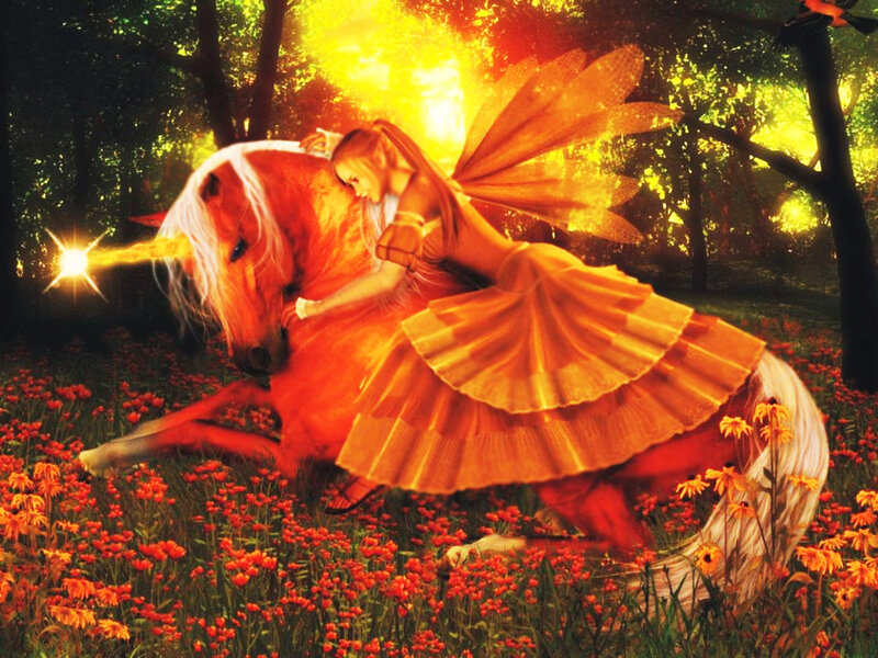 Fairy Hugging Unicorn — Orange