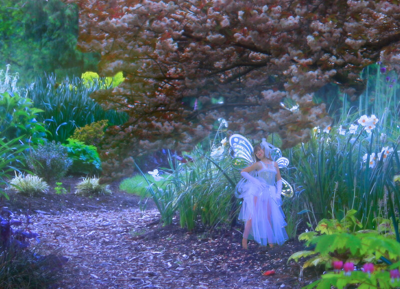 Fairy in a blooming garden