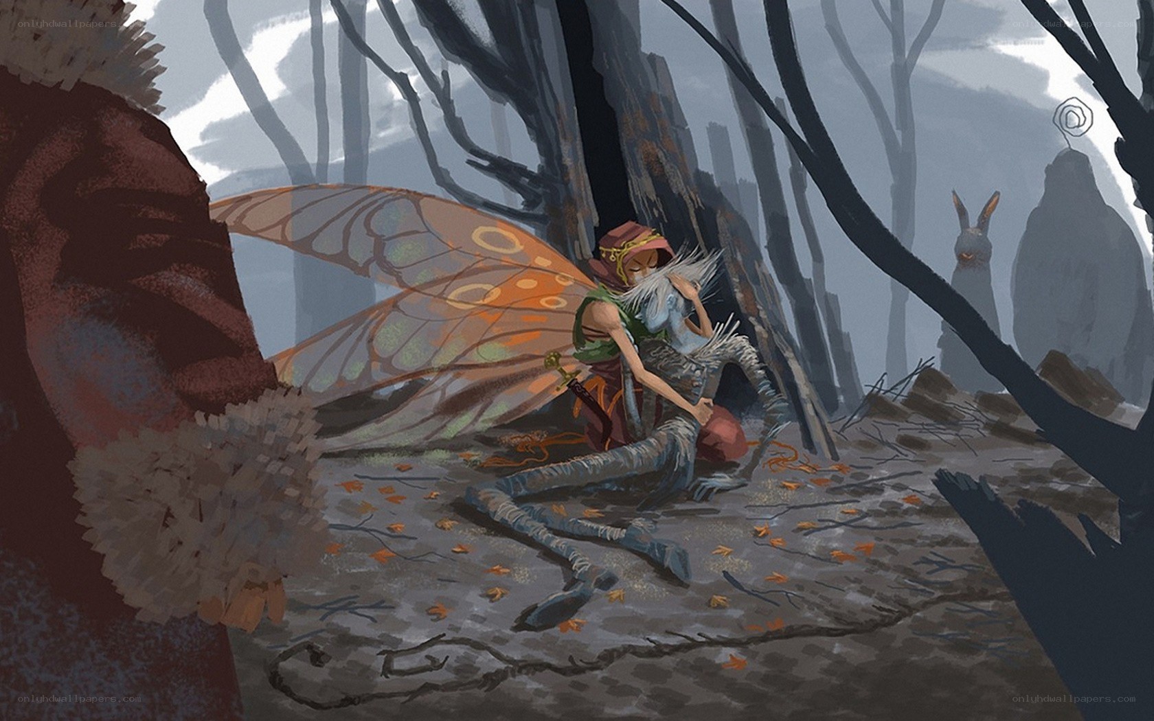 Fairy in a dark forest