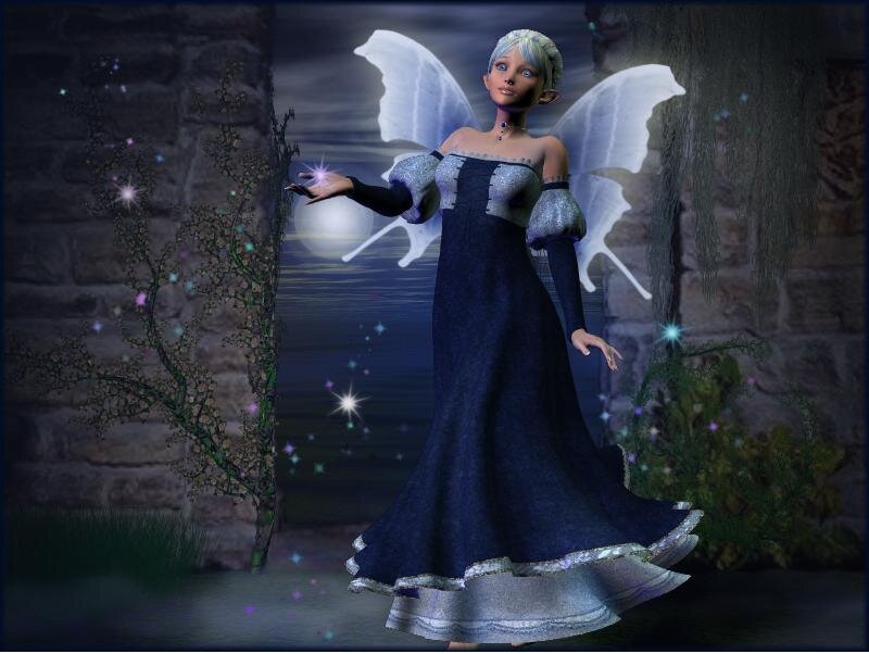 fairy in a dark garden