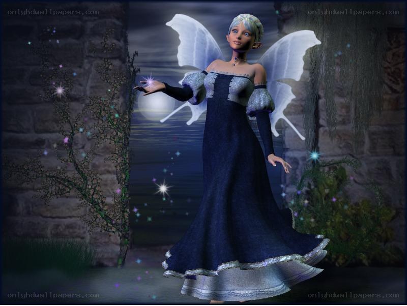 fairy in a dark garden