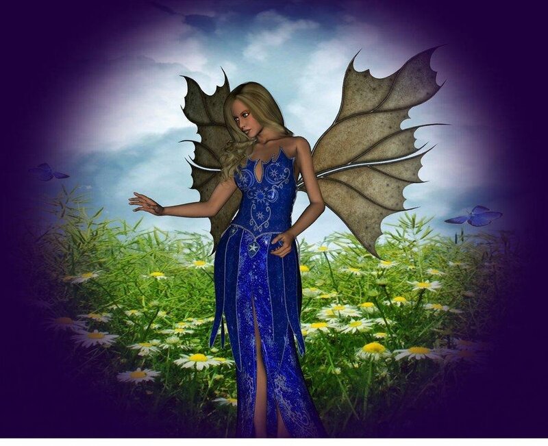 Fairy in a Field — Blue, Serene
