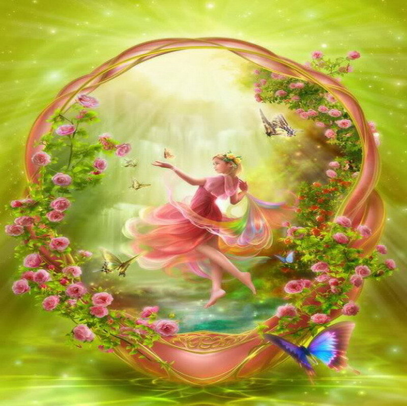 fairy in a floral circle
