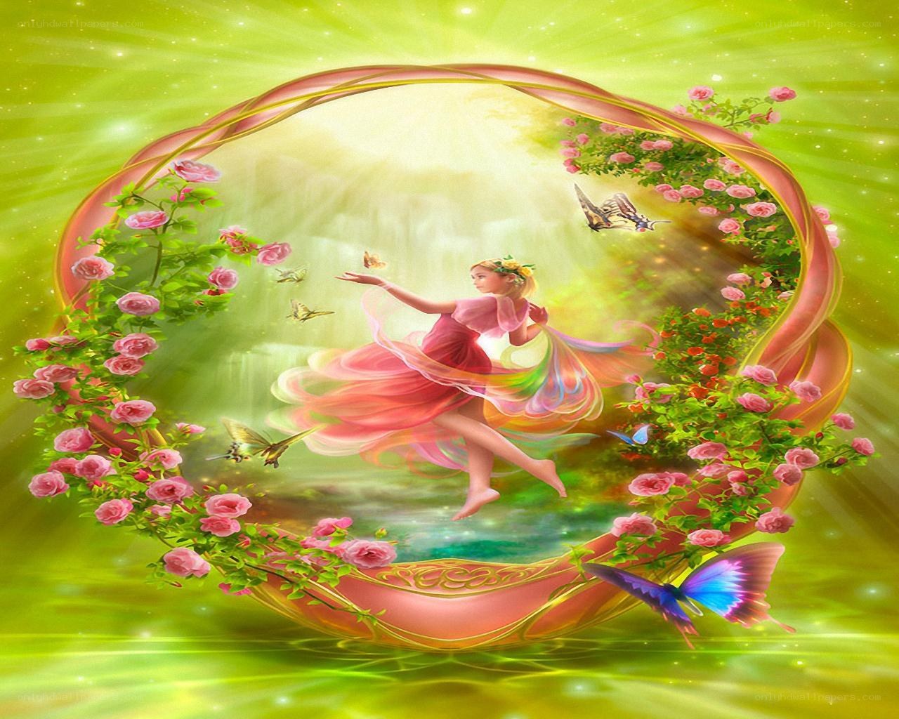 fairy in a floral circle