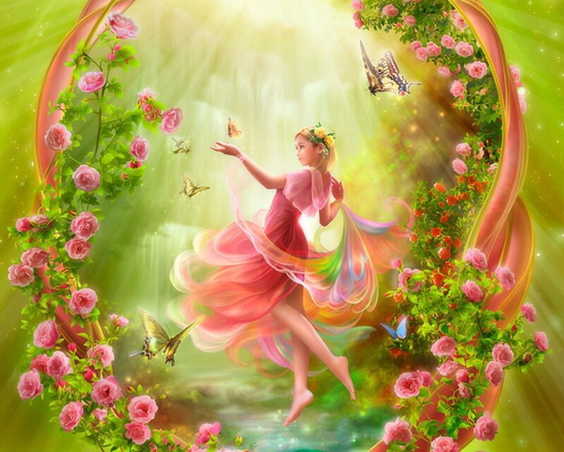 fairy in a floral garden