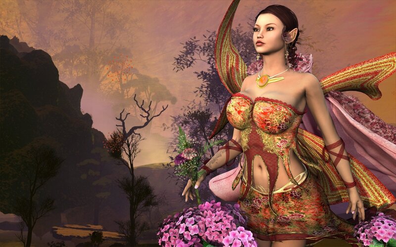 fairy in a floral landscape
