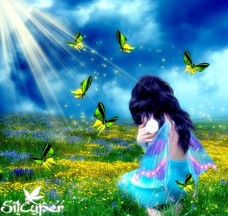 Fairy in a Flower Field — Blue