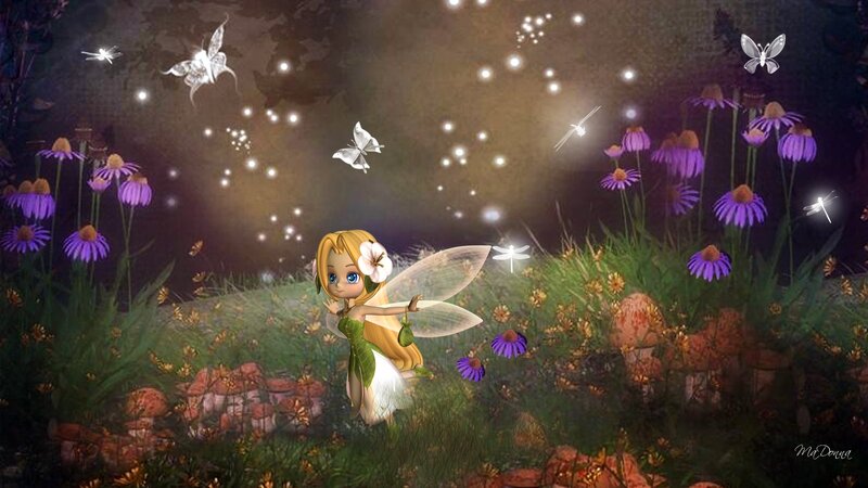 Fairy in a Flower Field — Purple, Magical
