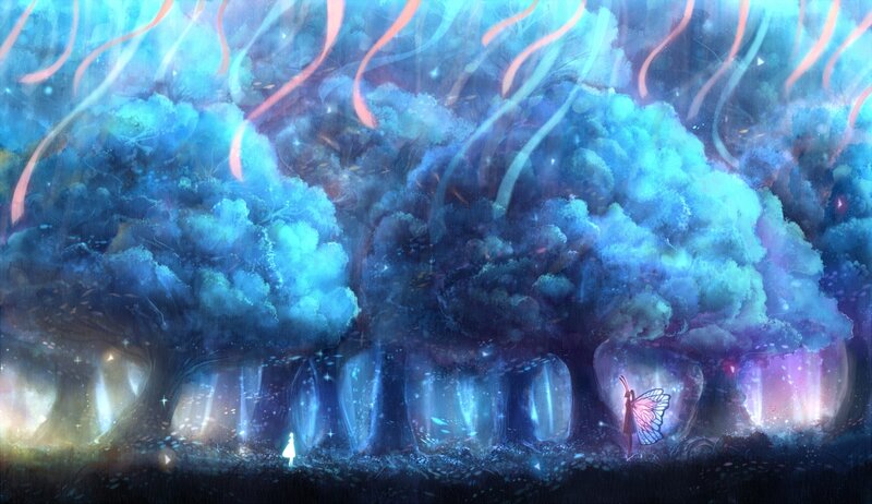 Fairy in a Forest — Blue, Dreamy