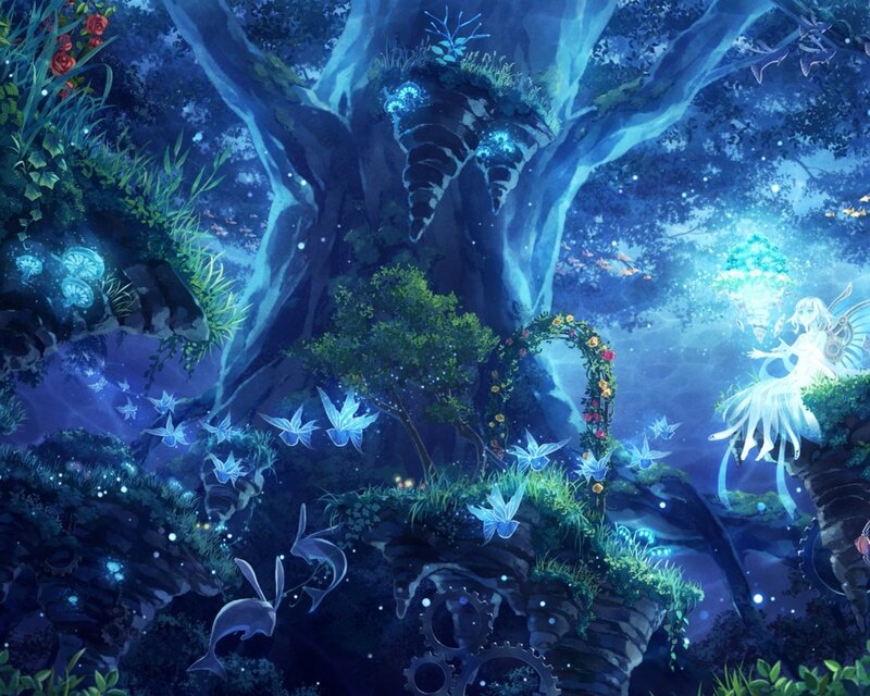 Fairy in a Forest — Blue, Serene, Night, Digital Art