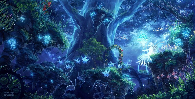 Fairy in a Forest — Blue, Serene, Night