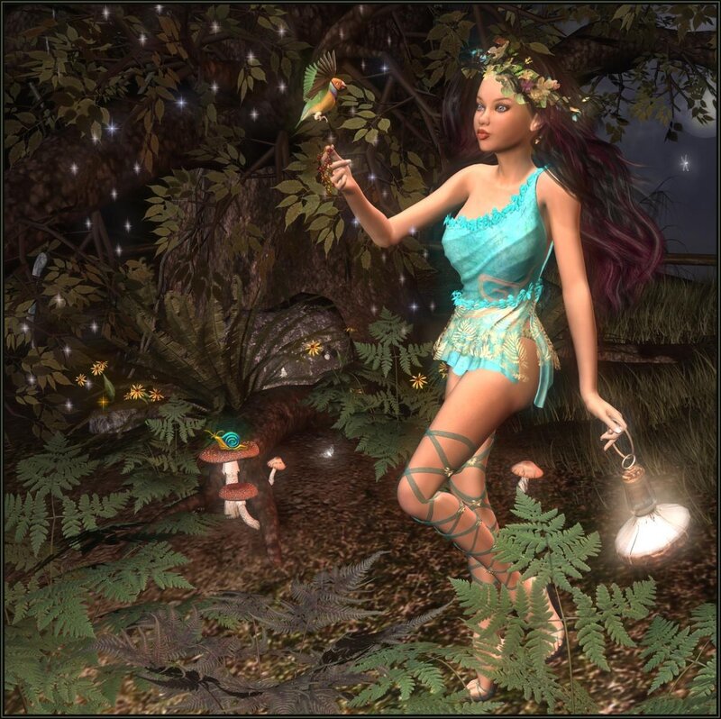 Fairy in a forest glade