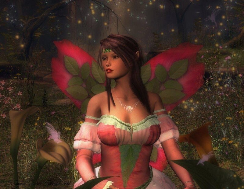 Fairy in a Forest — Green, Serene, Night