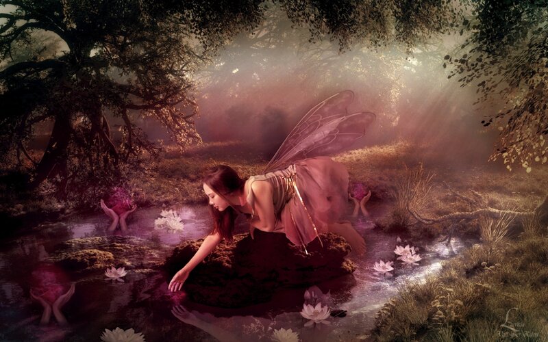 Fairy in a Forest Pond — Purple