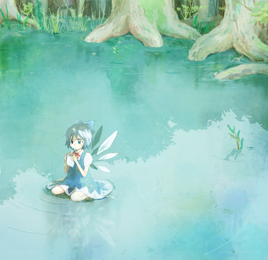 fairy in a forest pond