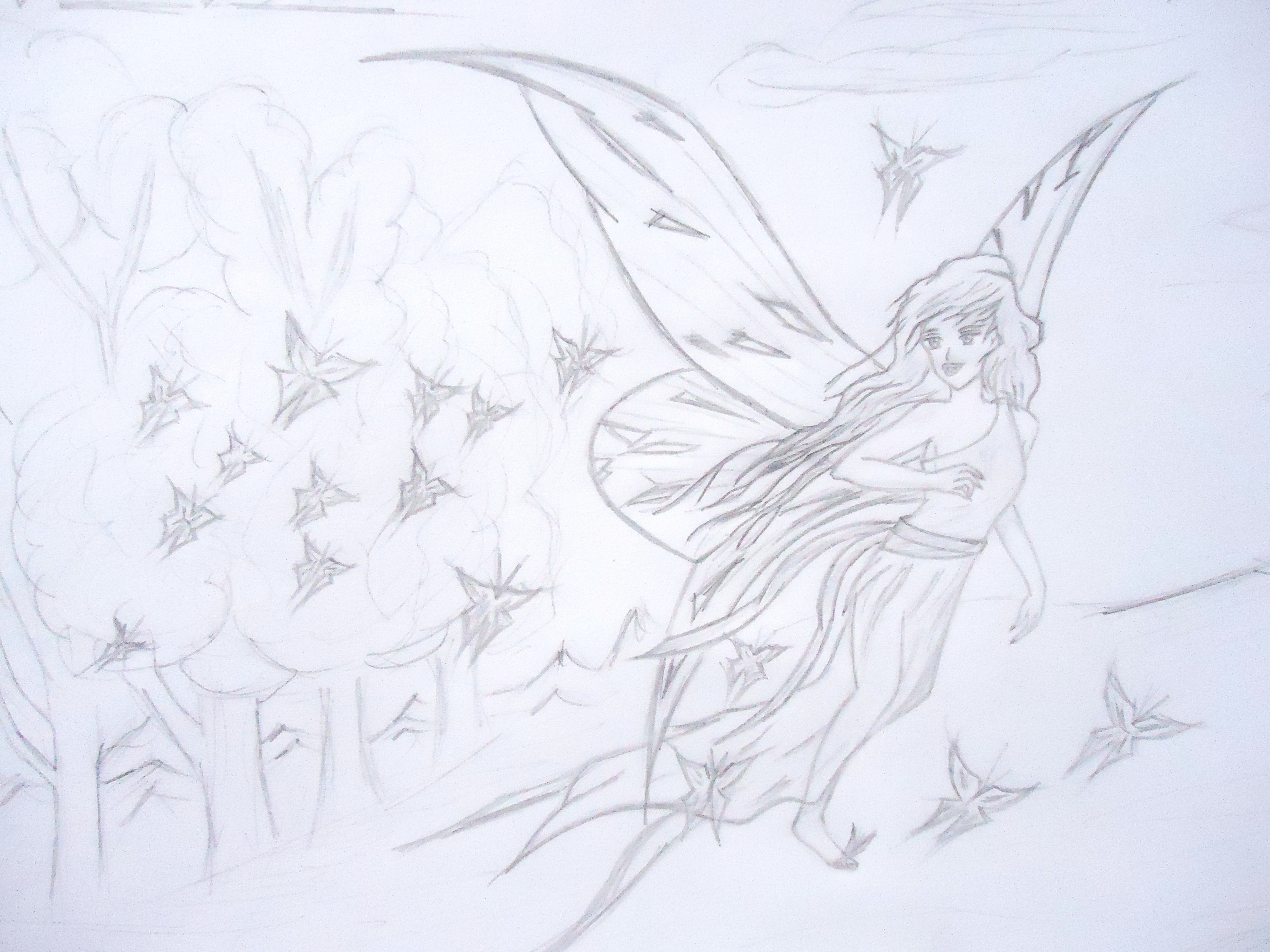 fairy in a forest sketch