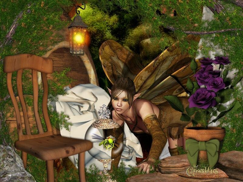 fairy in a garden scene