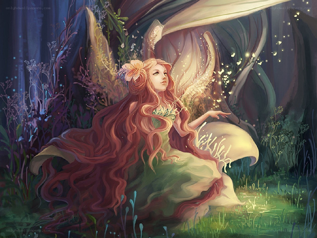 Fairy in a glowing forest