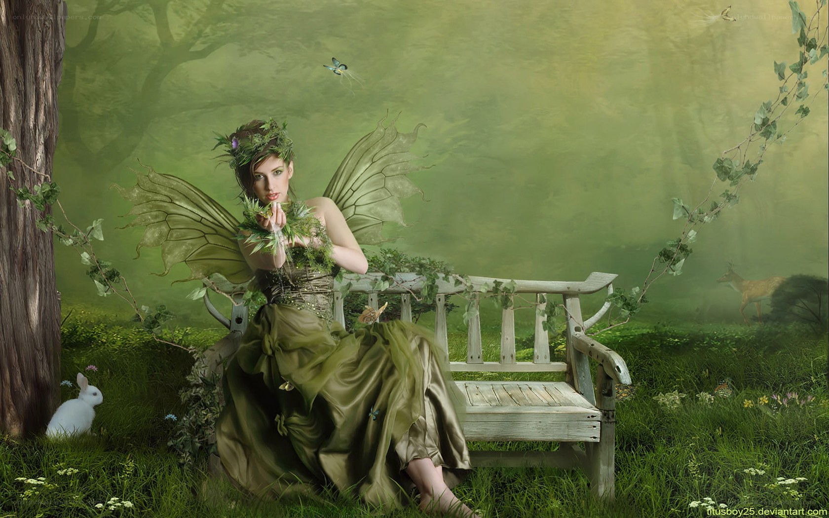 fairy in a green forest