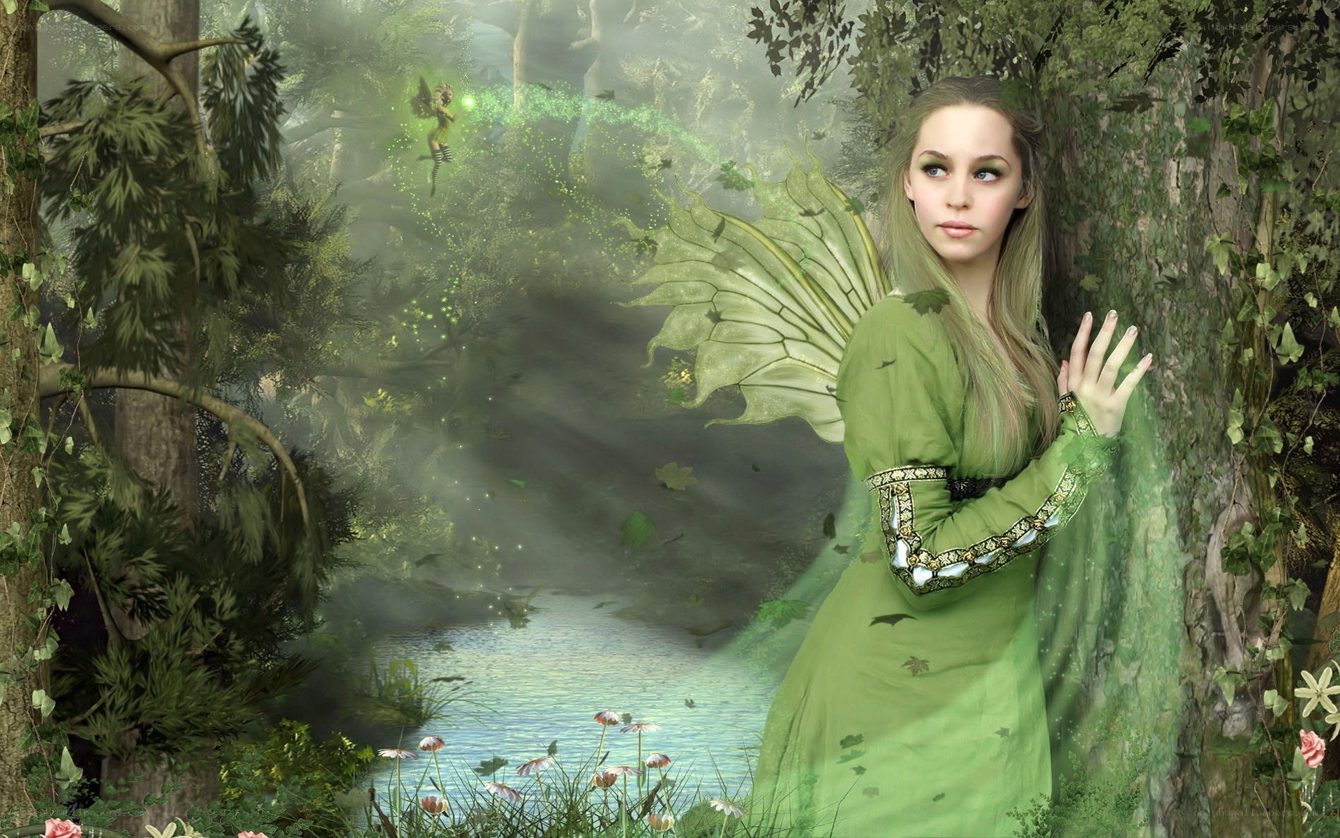 fairy in a green forest