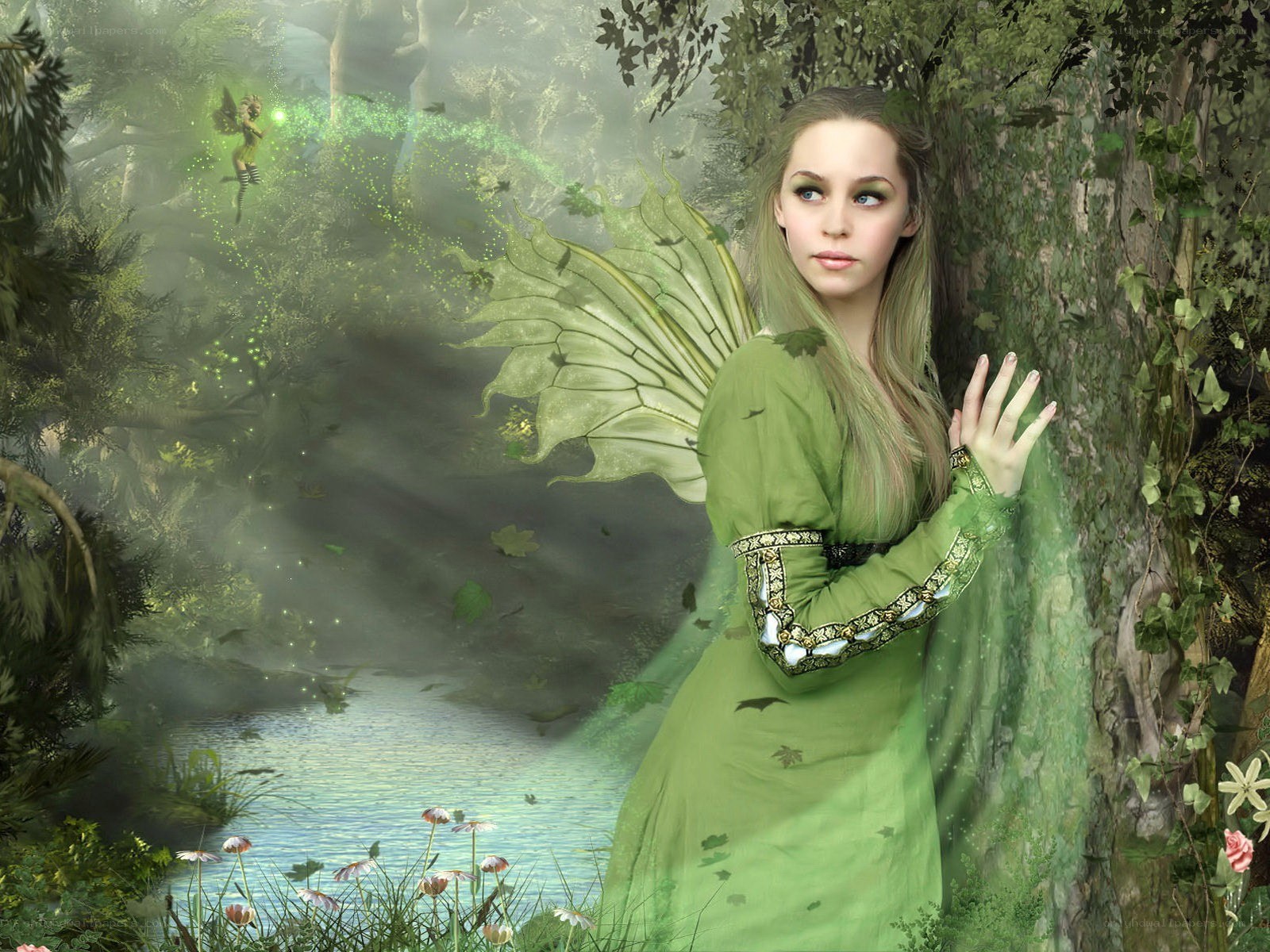 fairy in a green forest