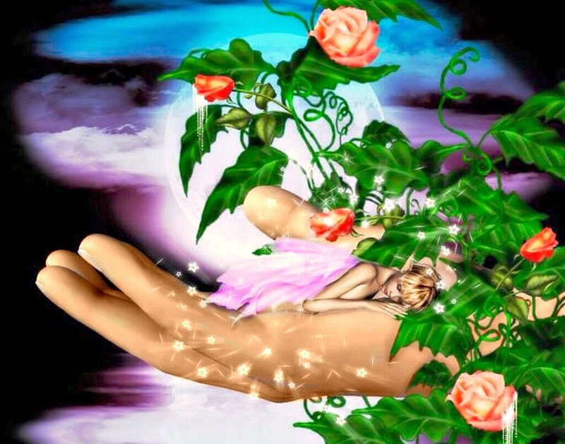 Fairy in a Hand — Green