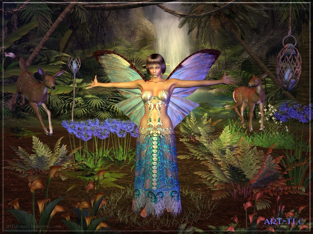 Fairy in a jungle clearing