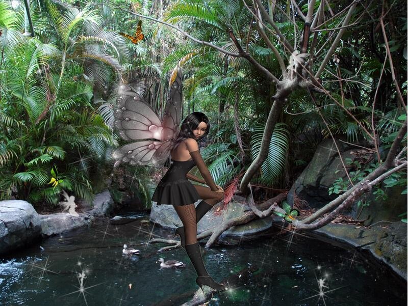 fairy in a jungle stream