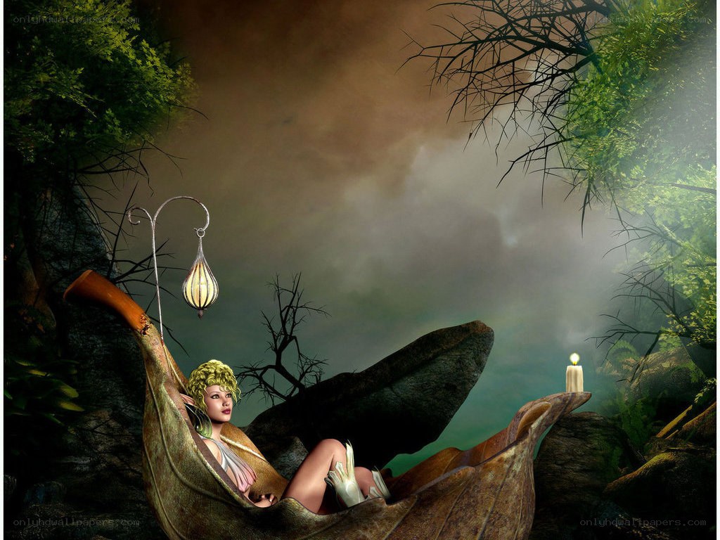 Fairy in a leaf boat