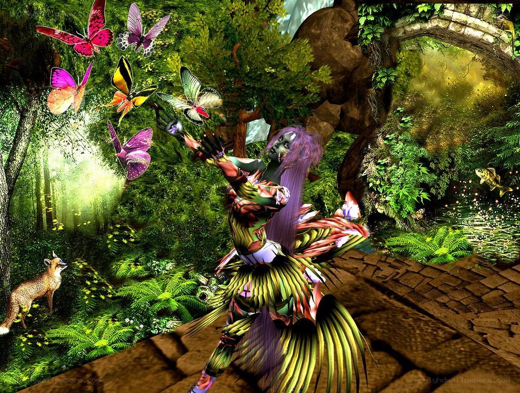 Fairy in a lush forest