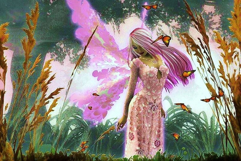 fairy in a meadow with butterflies
