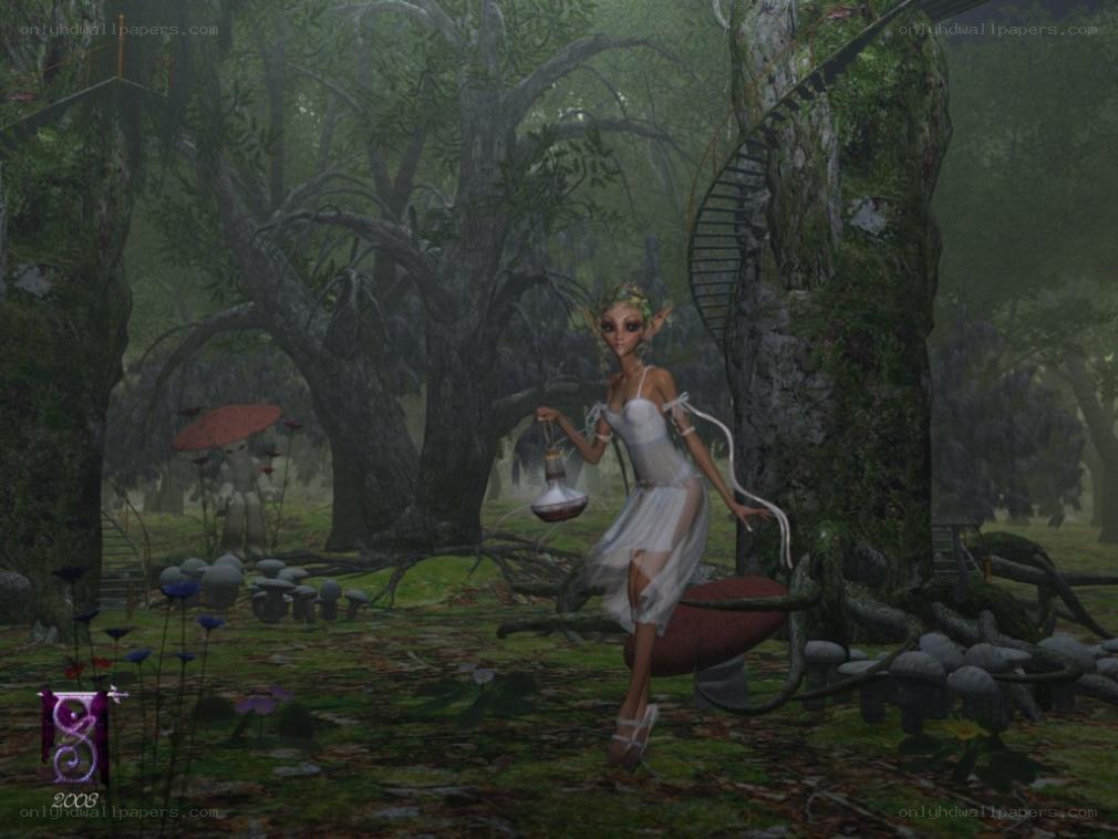 fairy in a misty forest