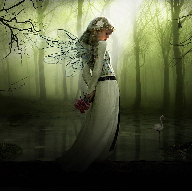 Fairy in a Misty Forest — Green