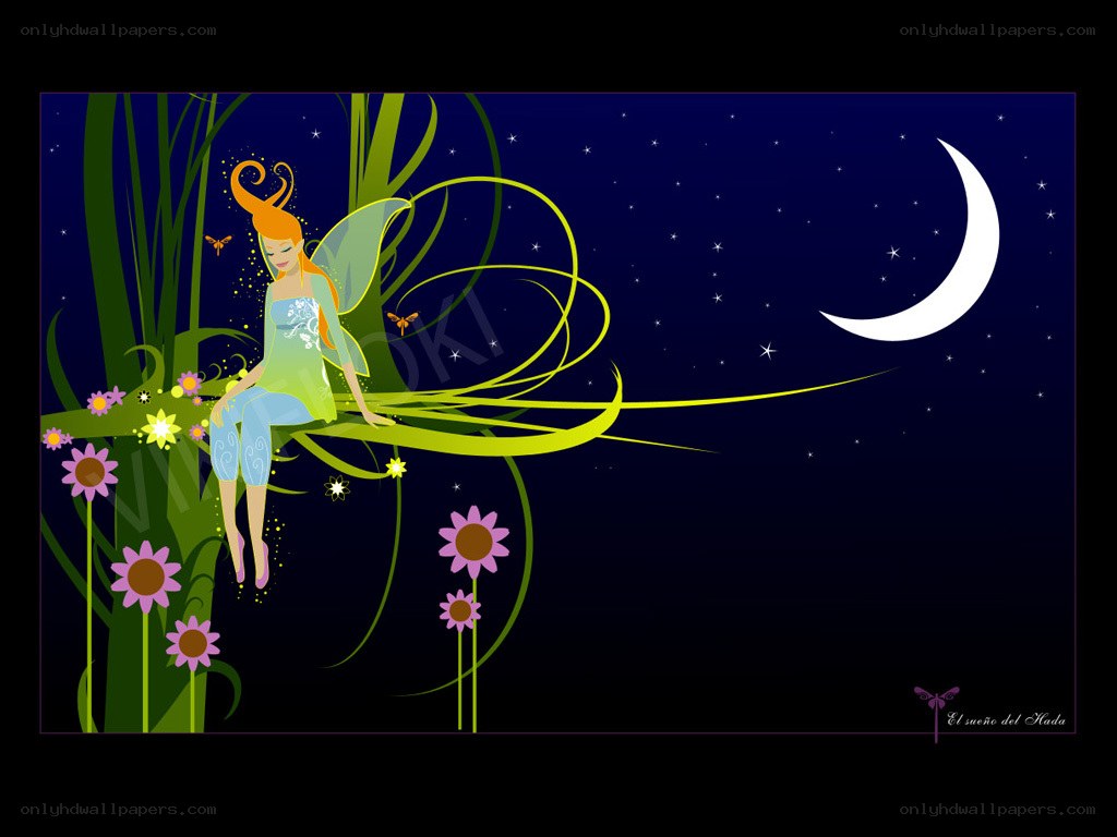 fairy in a moonlit garden