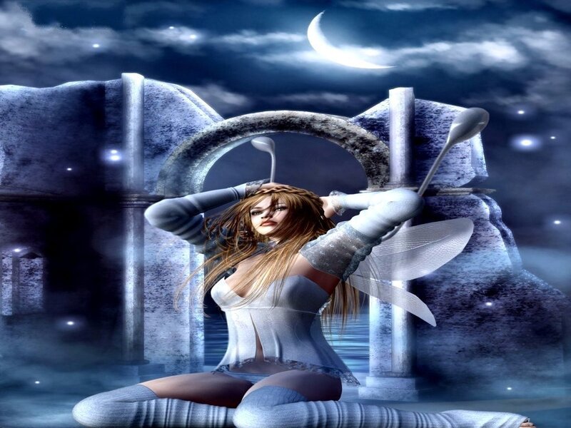 Fairy in a moonlit ruin