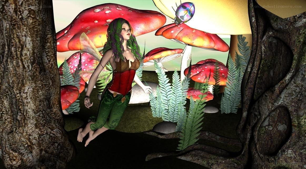 fairy in a mushroom forest